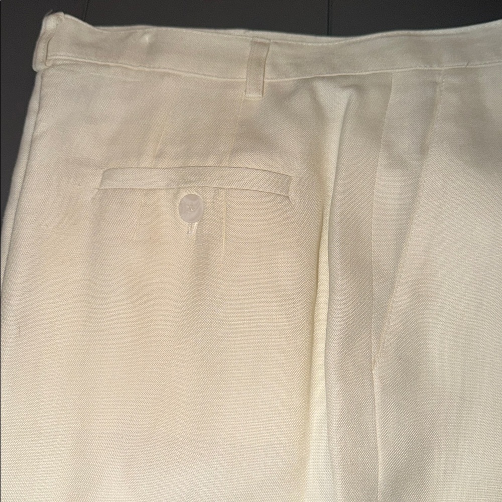 Talbots Linen Neutral cream ivory High Waist Tailored Bermuda Shorts 14 ๐โโฌ - Picture 3 of 14
